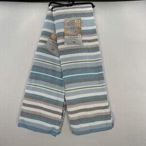 BHG 2PC Blue Gray St Tropez Stripe Beach Towels 6x3 Oversized Vacation Pool Soft